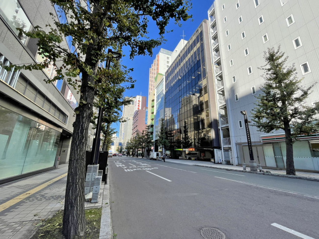 メットライフ札幌北三条ビル前面の通り