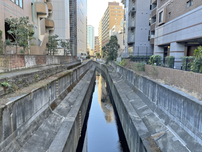 裏手を流れる渋谷川