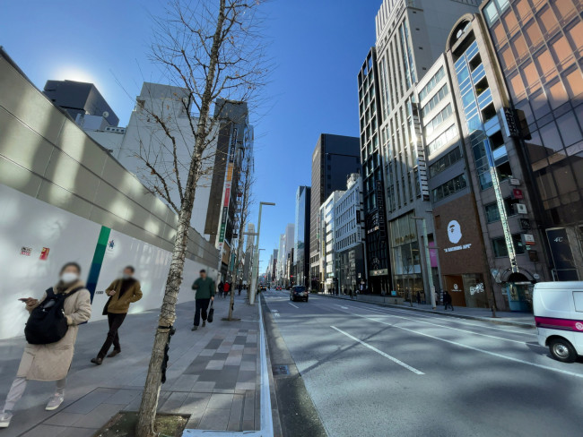 プライム銀座柳通りビル前面の通り