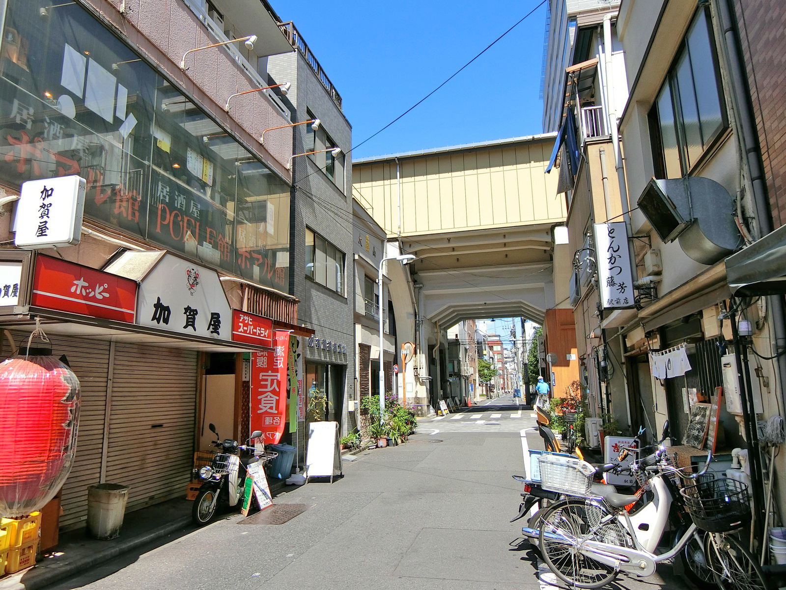 周辺は店舗が多いエリア