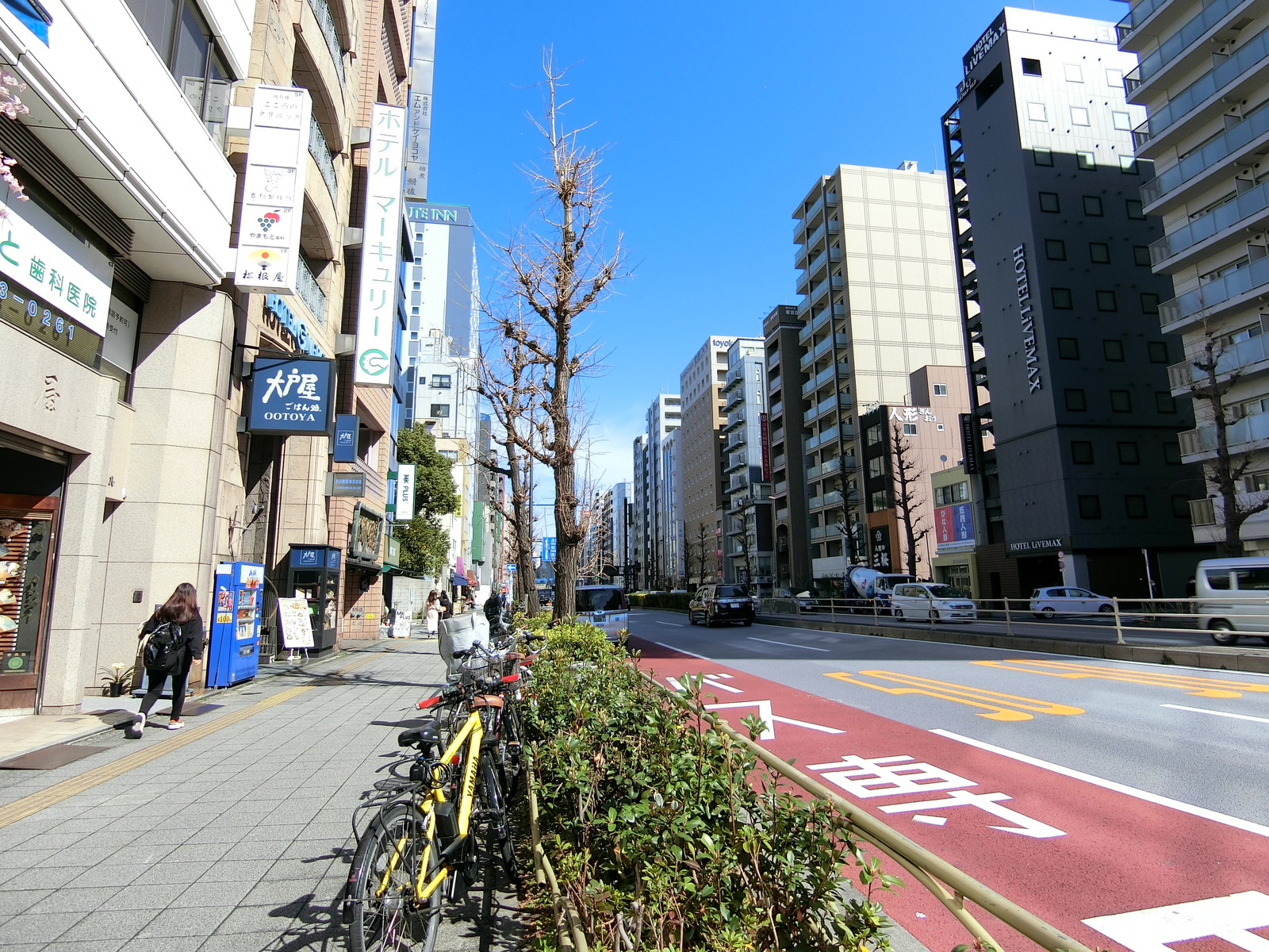 松根屋ビル前面の江戸通り
