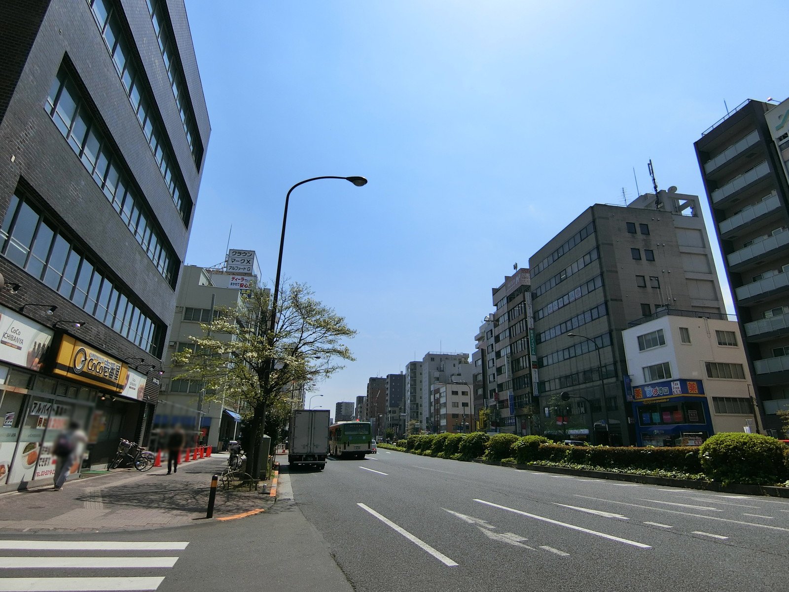 八木下ビル前面の白山通り