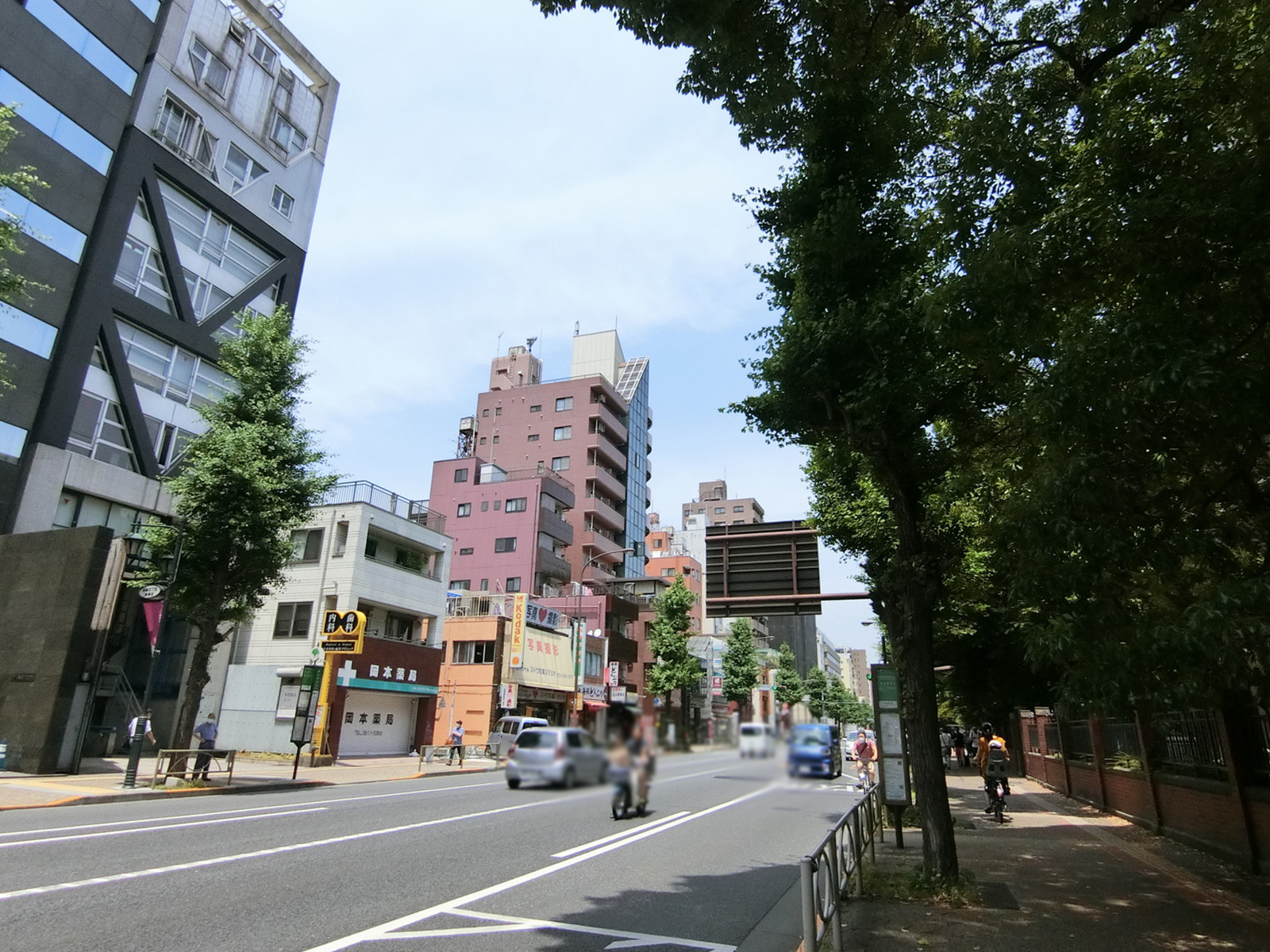 スカイビジョンビル前面の本郷通り