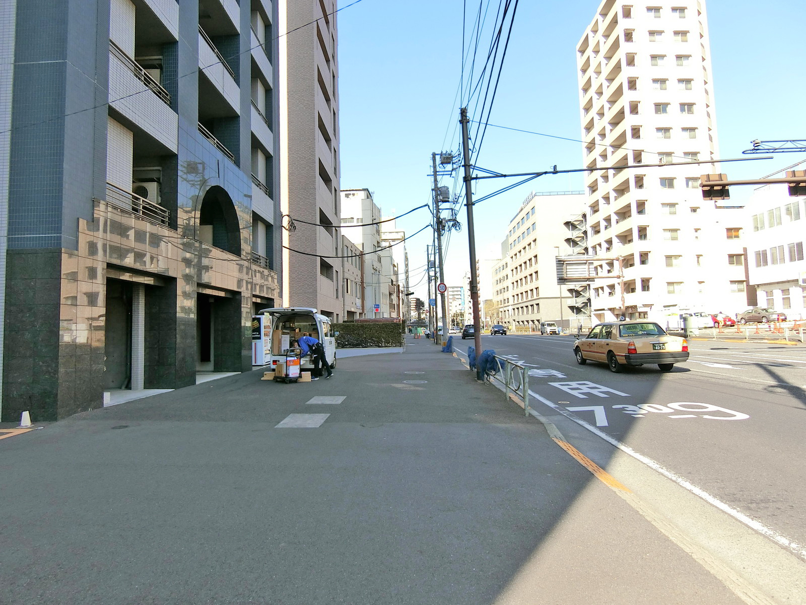 護国寺ロイヤルハイツビル前面の通り