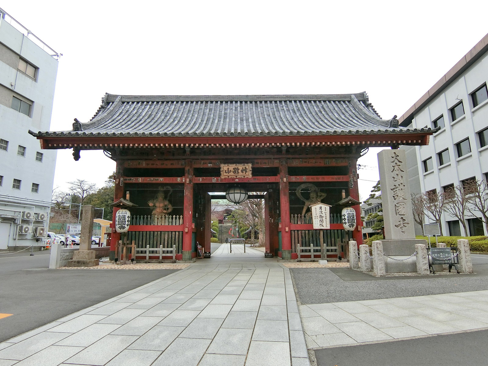 向かいの通りの護国寺