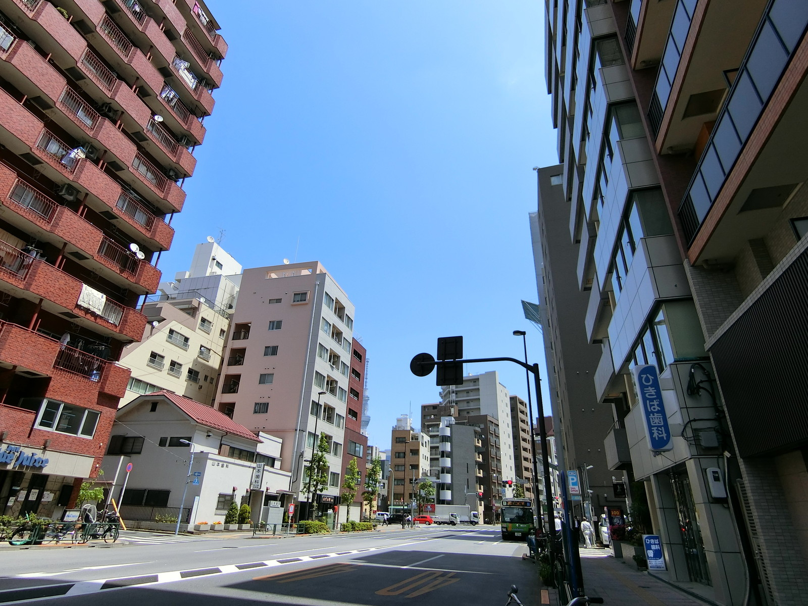 オフィスビル前面の春日通り