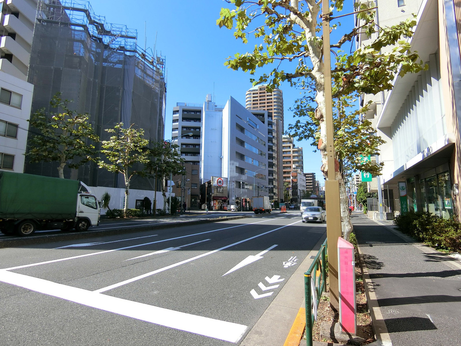 古菅ビル前面の白目白通り