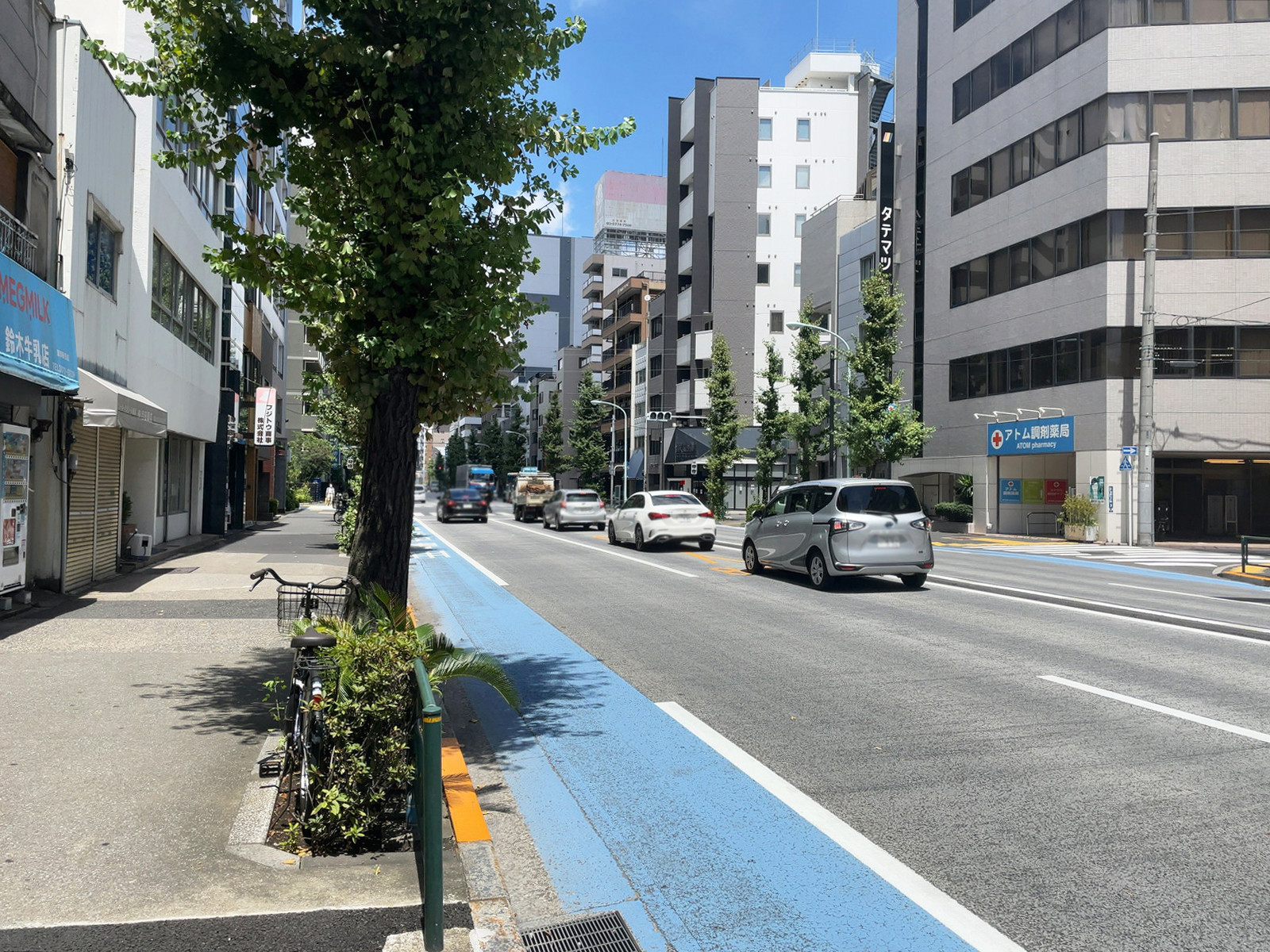 タテマツビル前面の旧日光街道