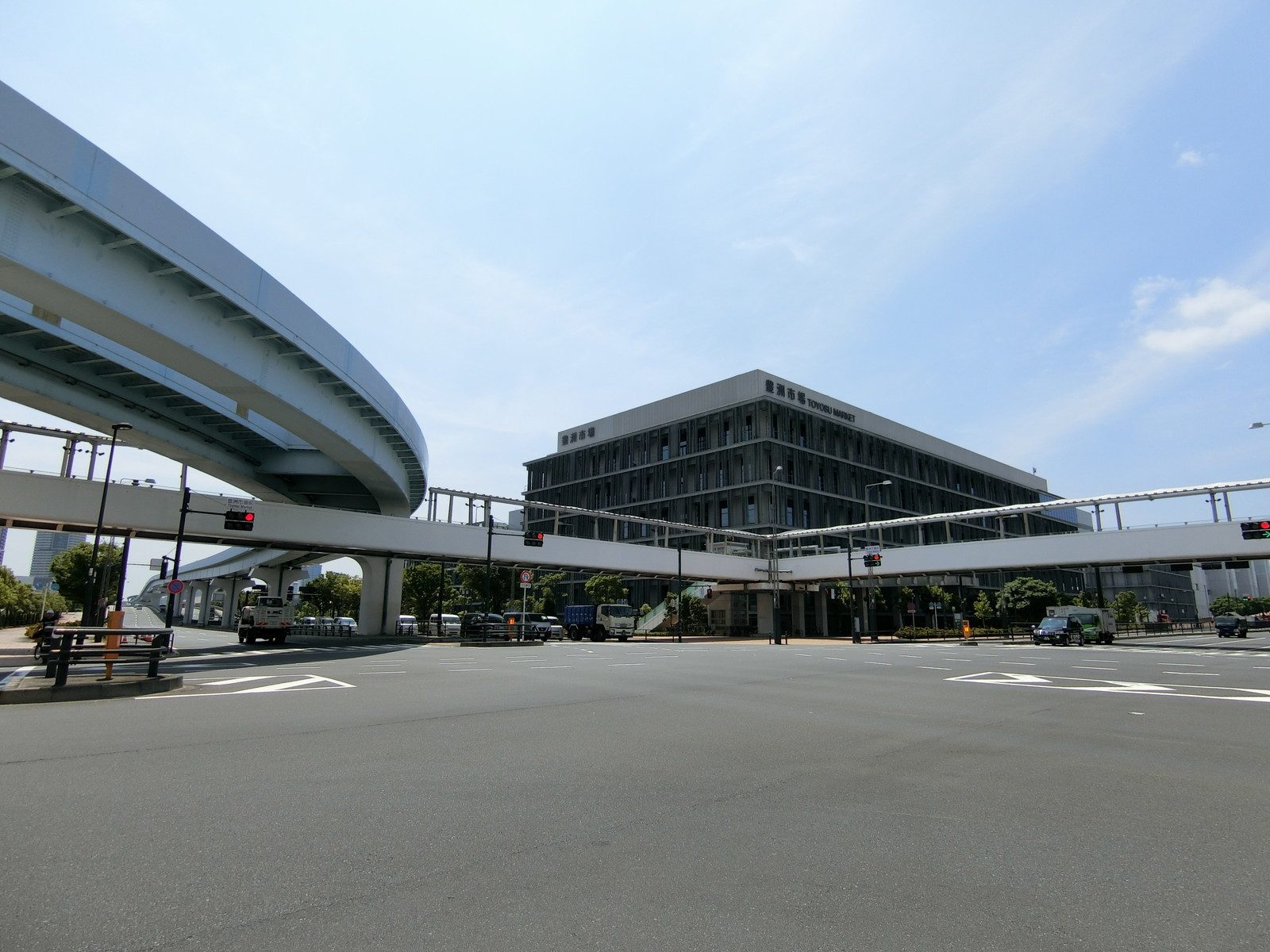 斜向かいにある豊洲市場