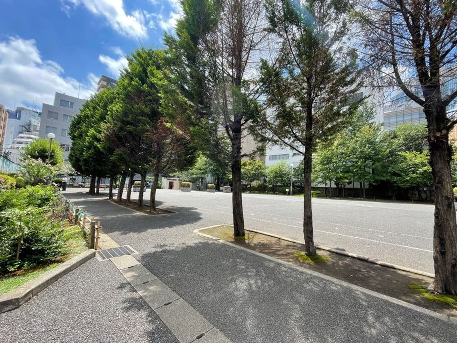 目の前にある小川広場