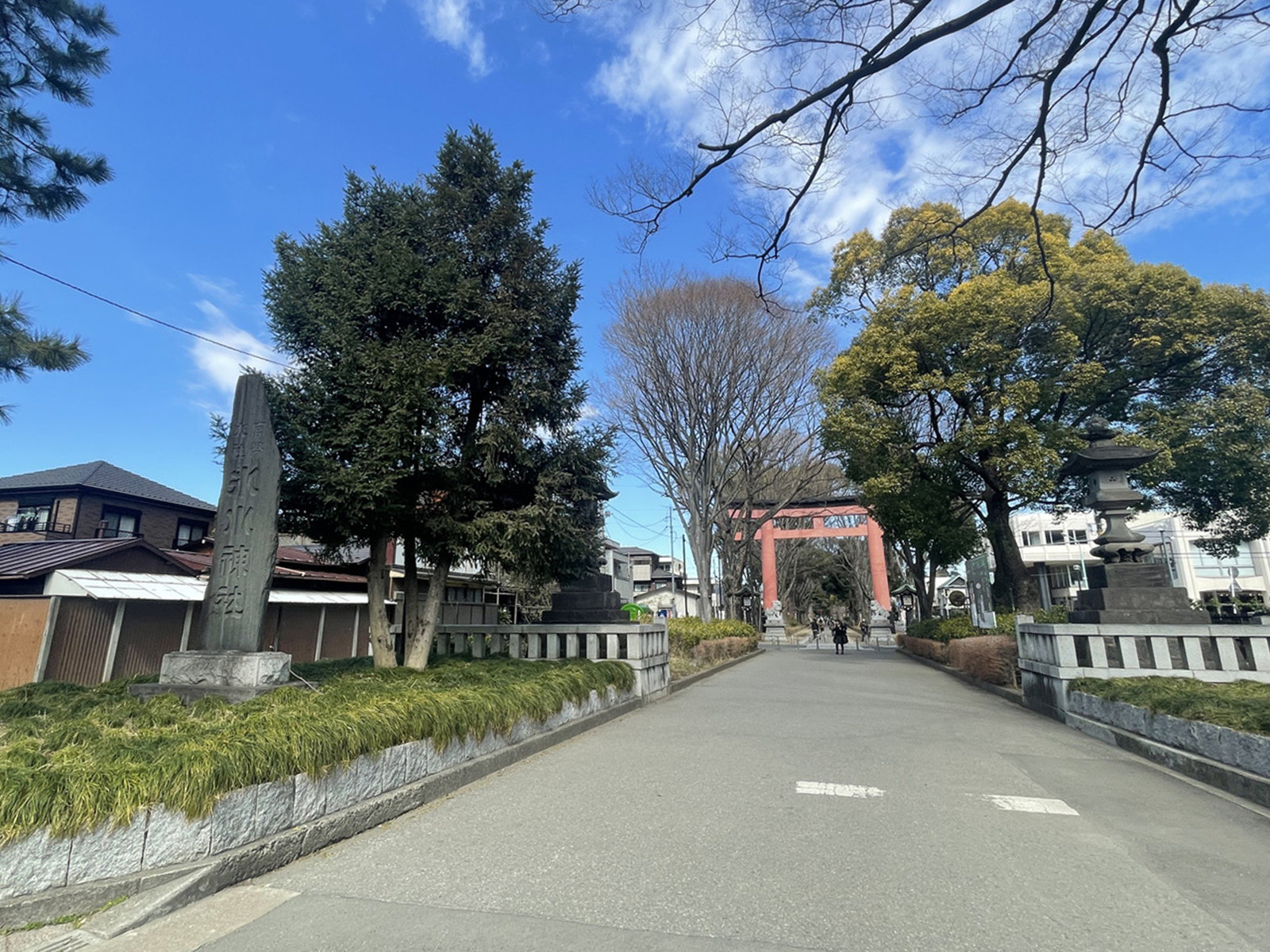 向かいの氷川神社参道