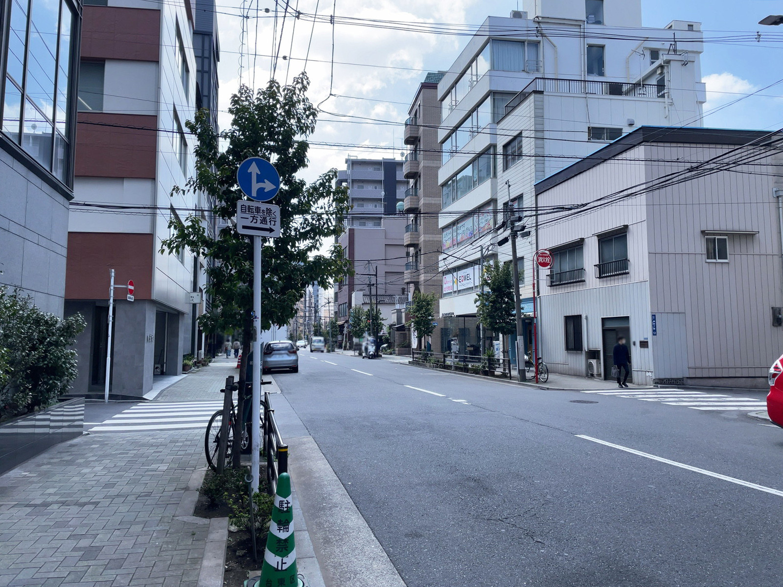 椿やビル前面の通り