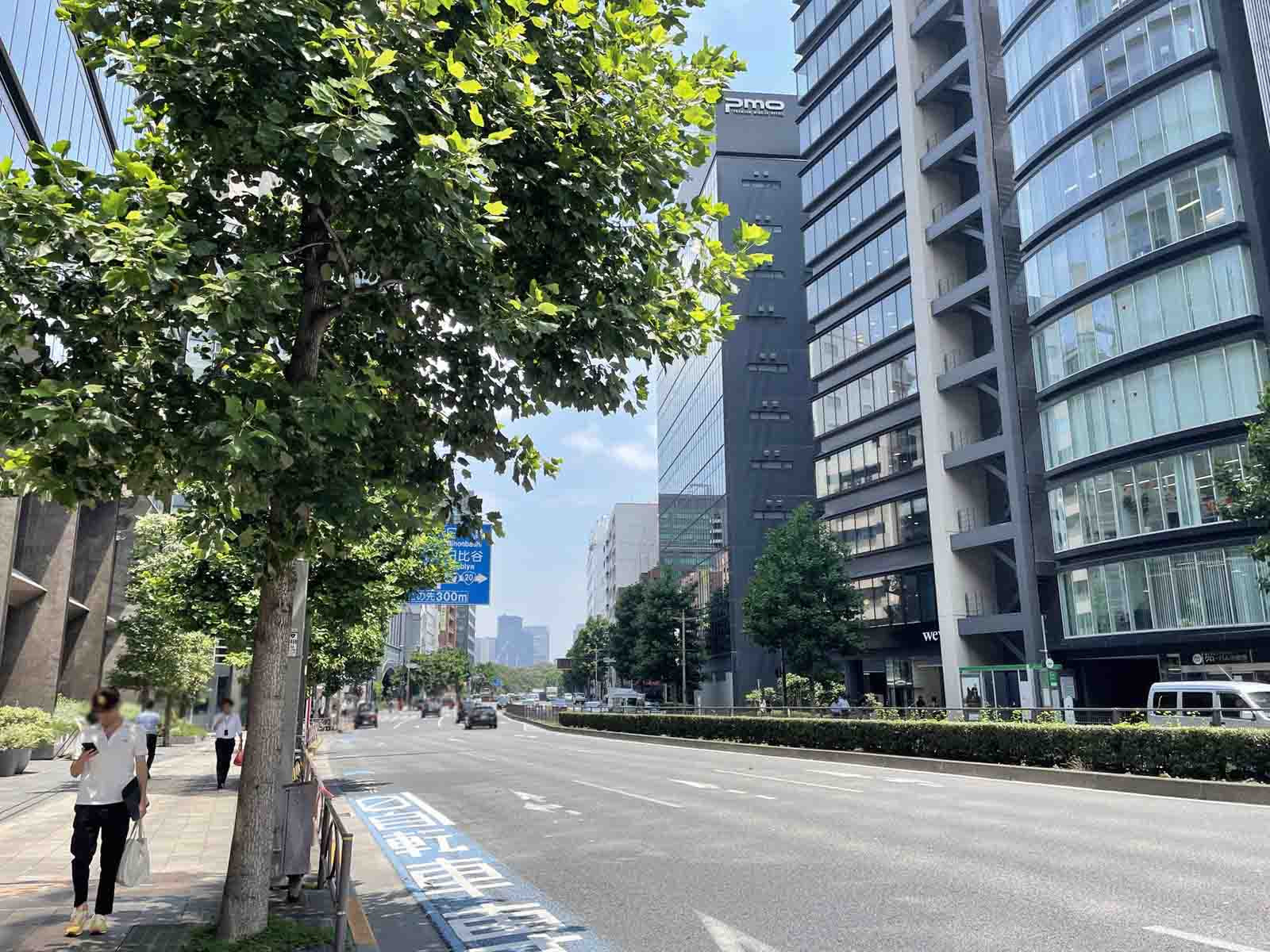 麹町大通りビル前面の新宿通り