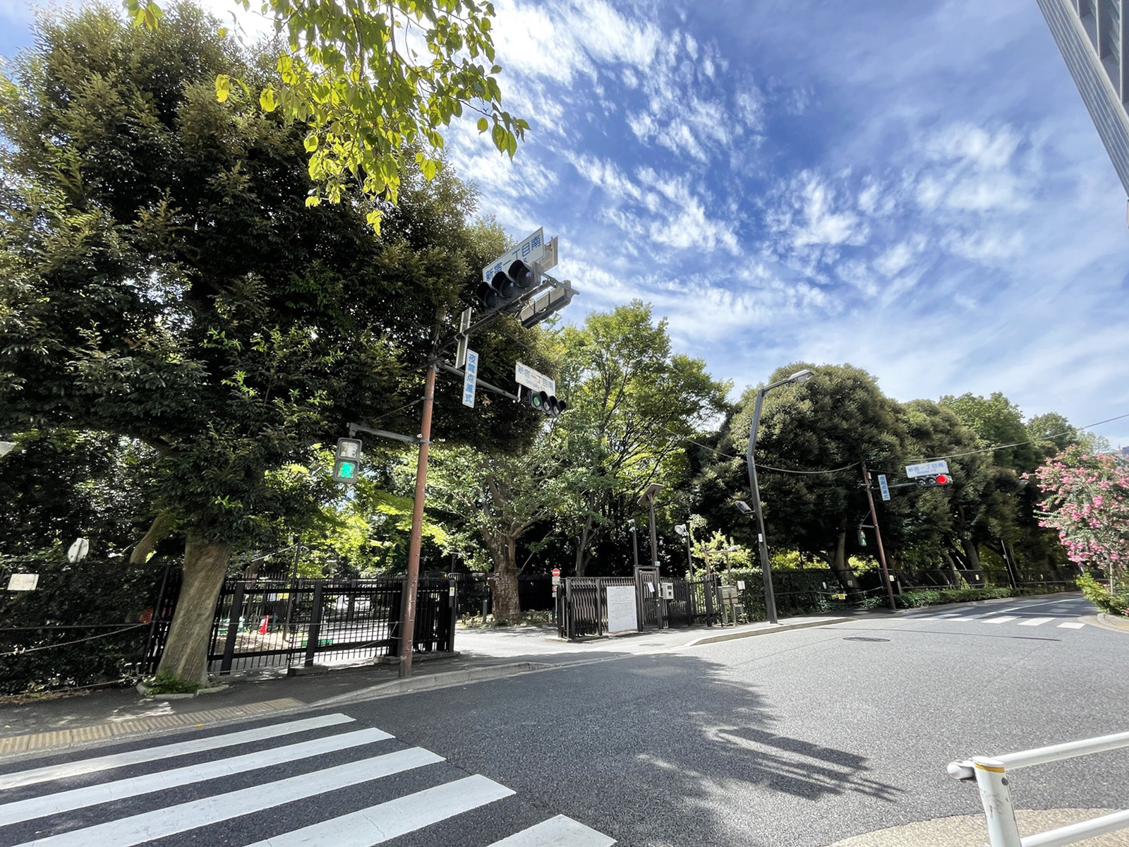 正面には新宿御苑