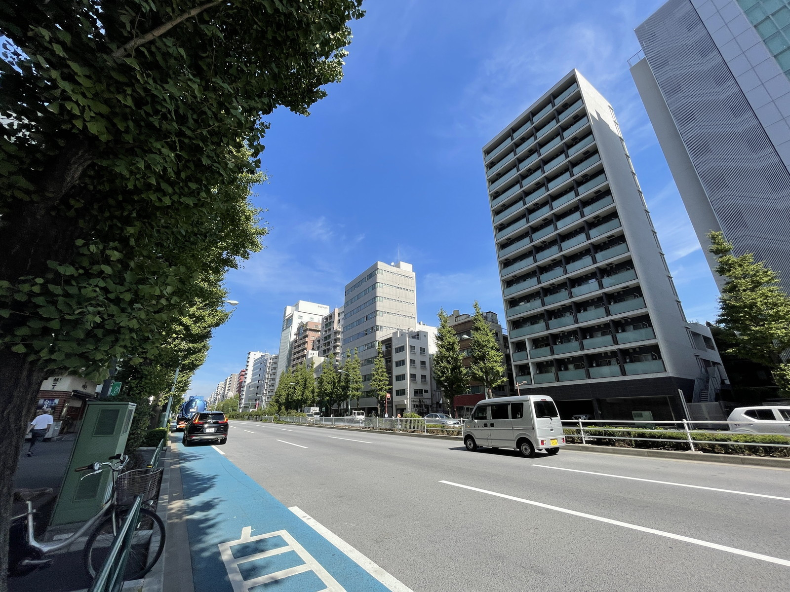 岩井ビル前面の白山通り