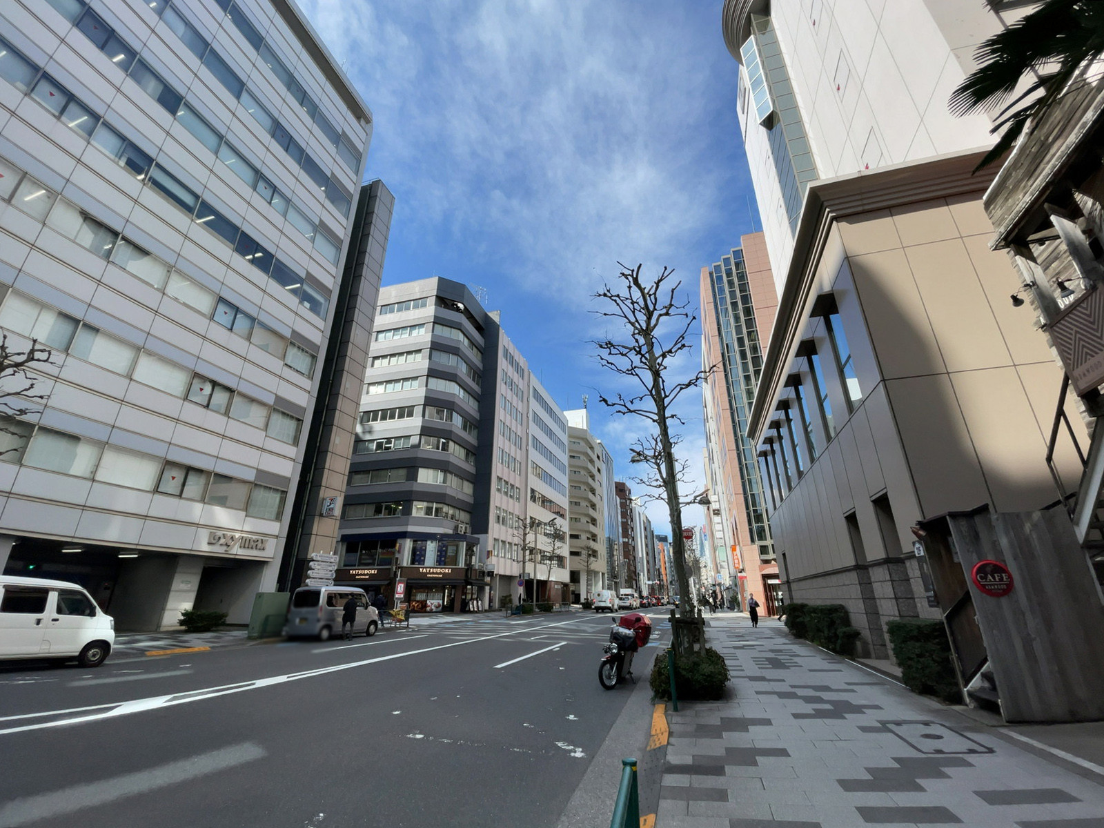 岡田ビル前面の新宿通り