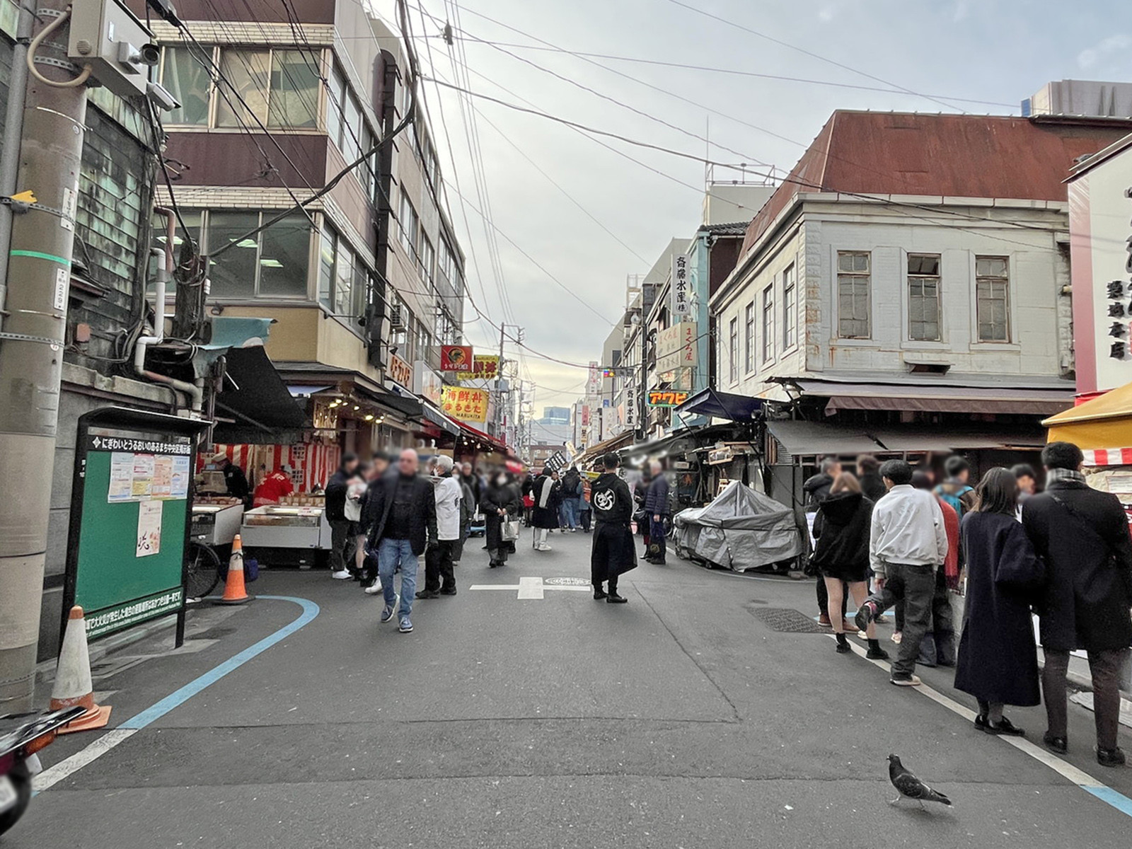 向かいの通りの築地市場