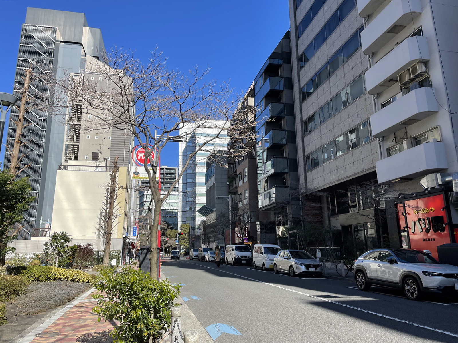 芝パークビル前面の通り