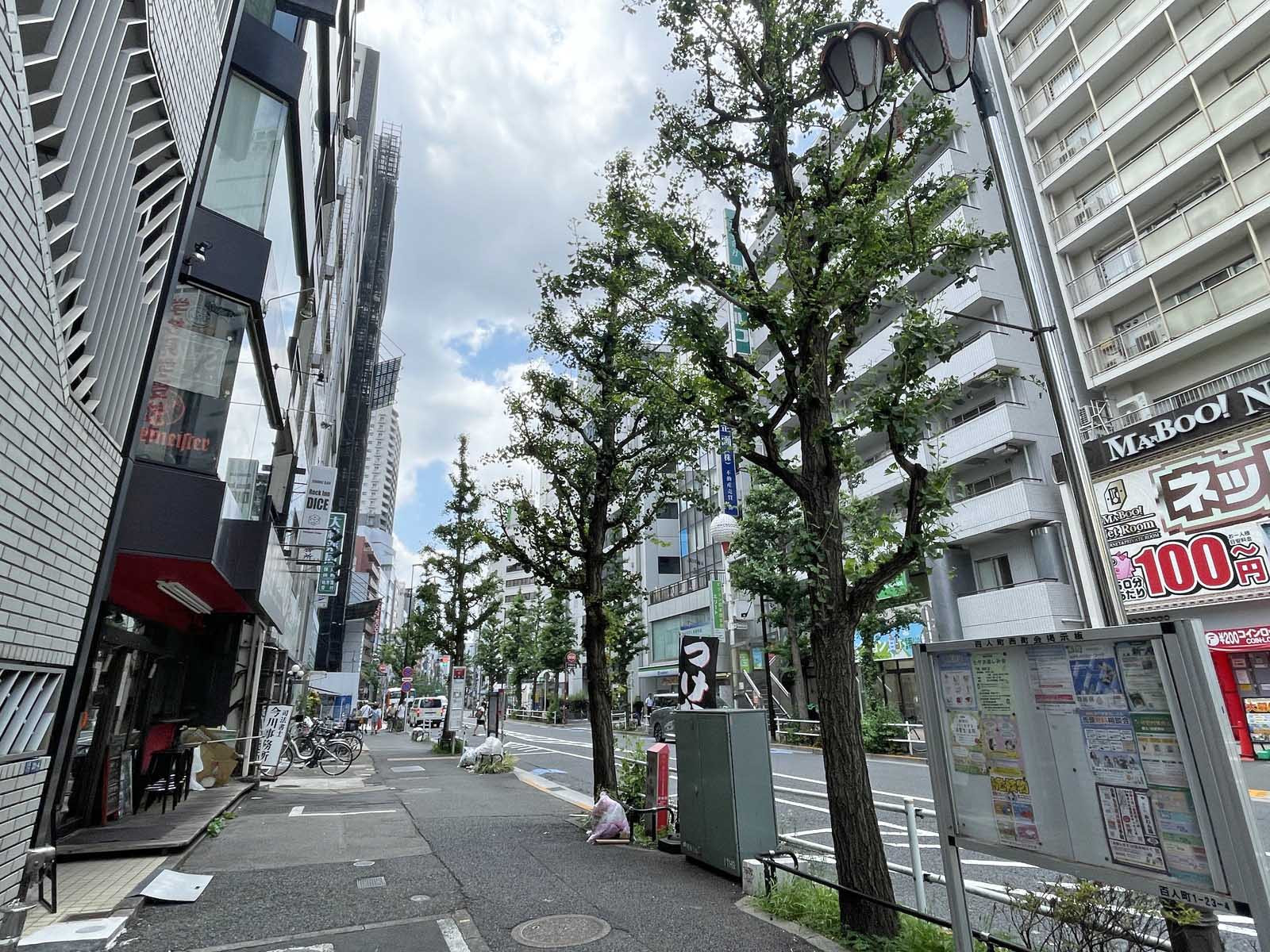 ウィンド北新宿ビル前面の小滝橋通り