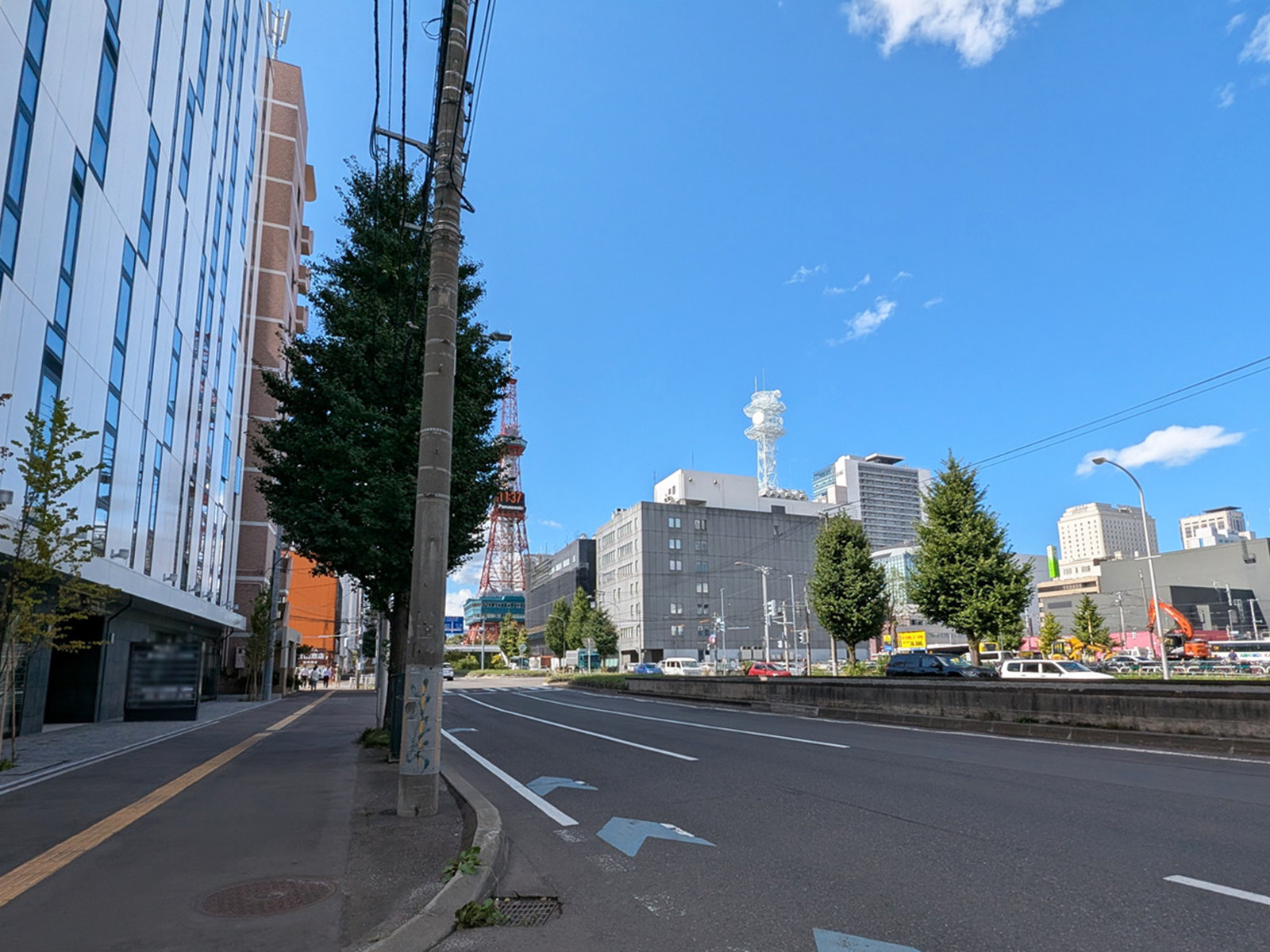 彌生大通りビル前面の大通