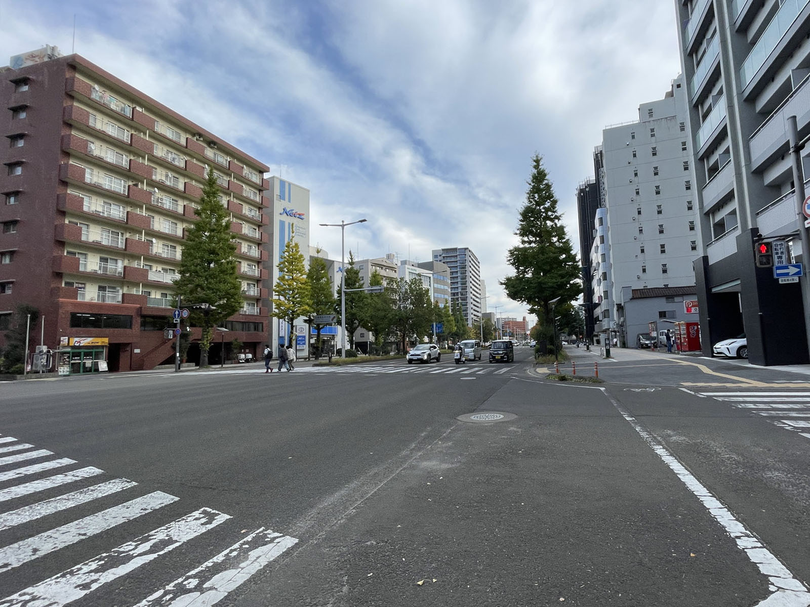 ピースビル北目町前面の通り