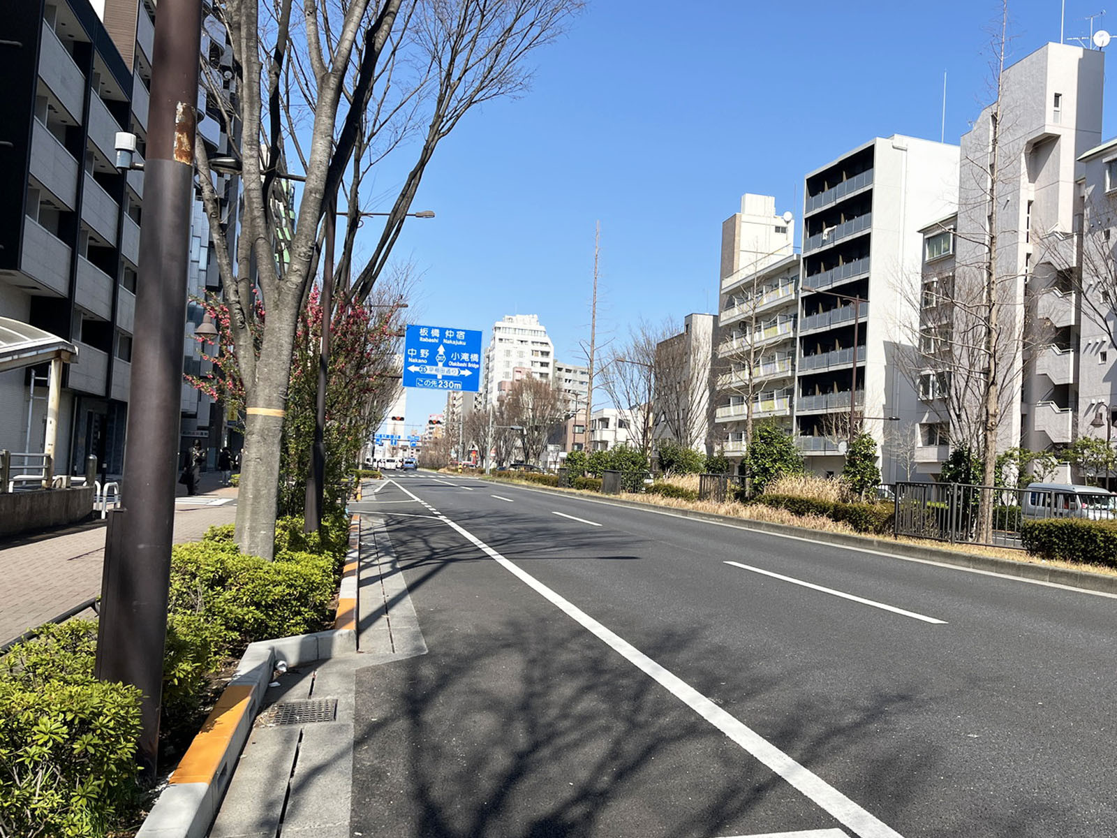 MSR東中野ビル前面の山手通り