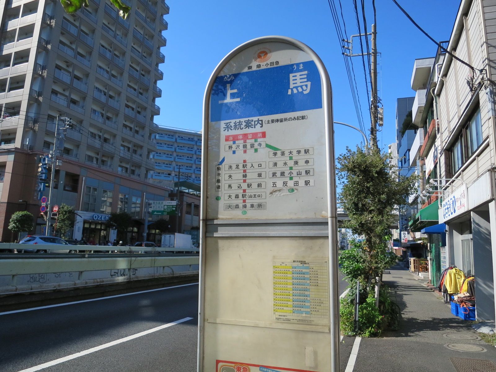 最寄りの上馬バス停