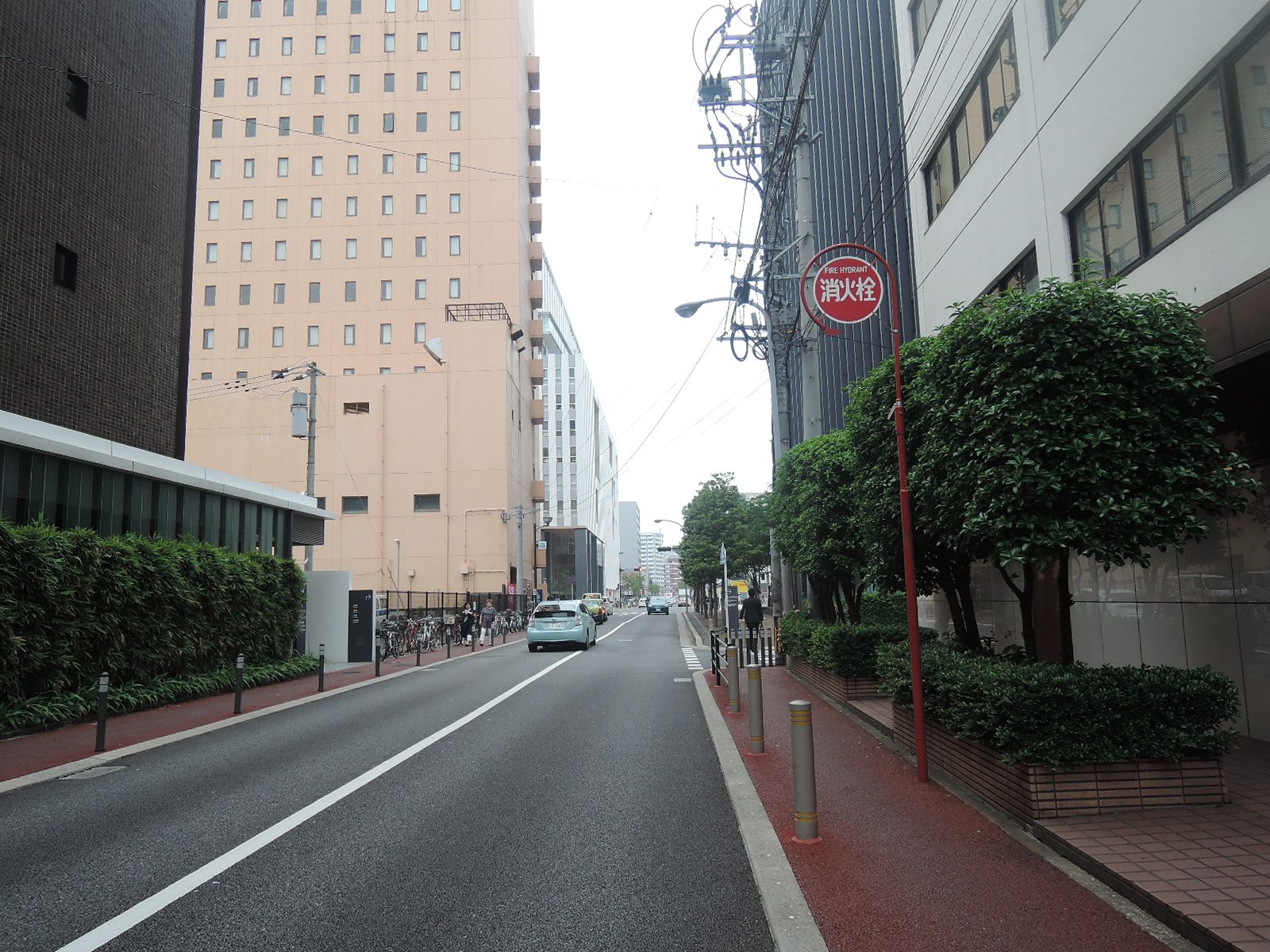 電気ビルの裏側に立地