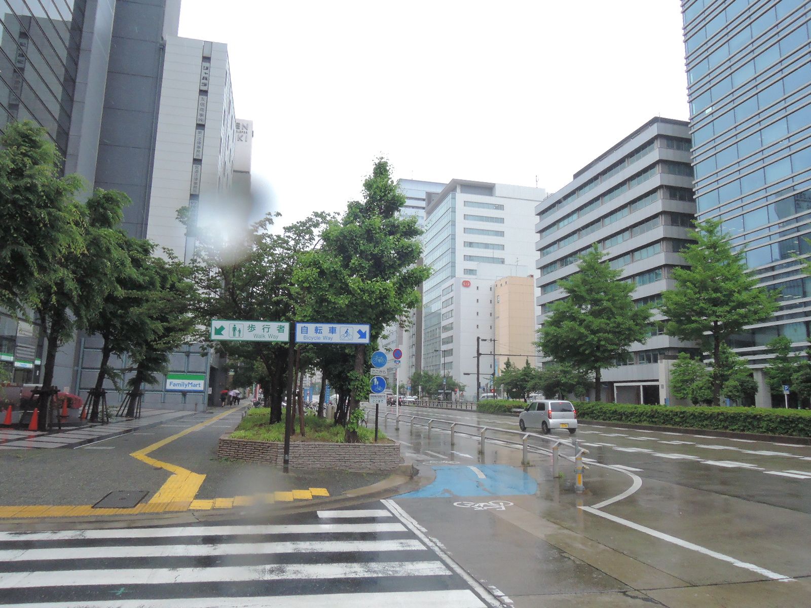 オフィスビル前は桜通